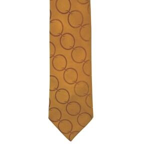 Vintage Fashion Craft Mens Gold Mustard Circle Pattern Necktie tie 70's MCM work